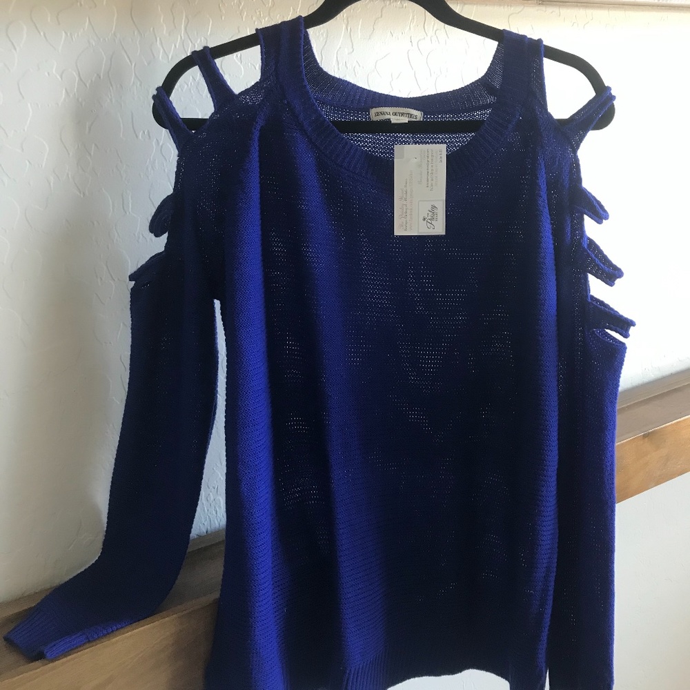 Royal Blue Peek-A-Boo Long-Sleeve Sweater